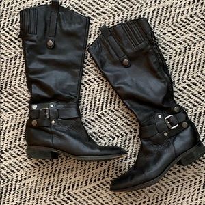 Sam Edelman Black Knee High Motorcycle Boots